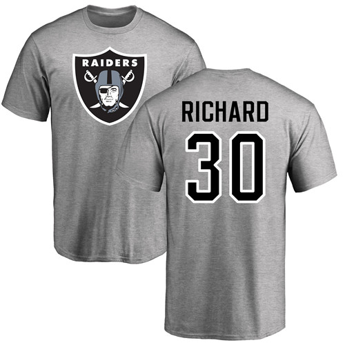 Men Oakland Raiders Ash Jalen Richard Name and Number Logo NFL Football #30 T Shirt->nfl t-shirts->Sports Accessory